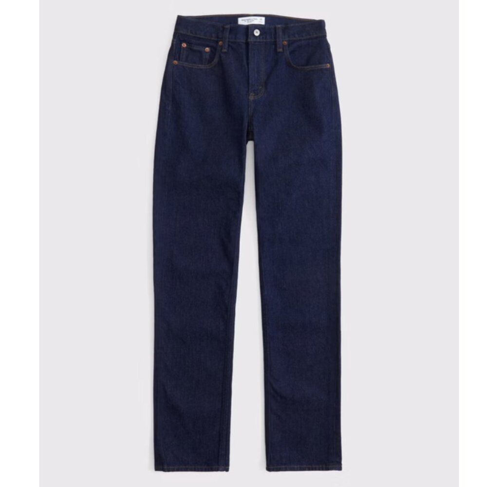NWOT Abercrombie & Fitch Mid Rise 90s Straight Jean in Dark Rinse